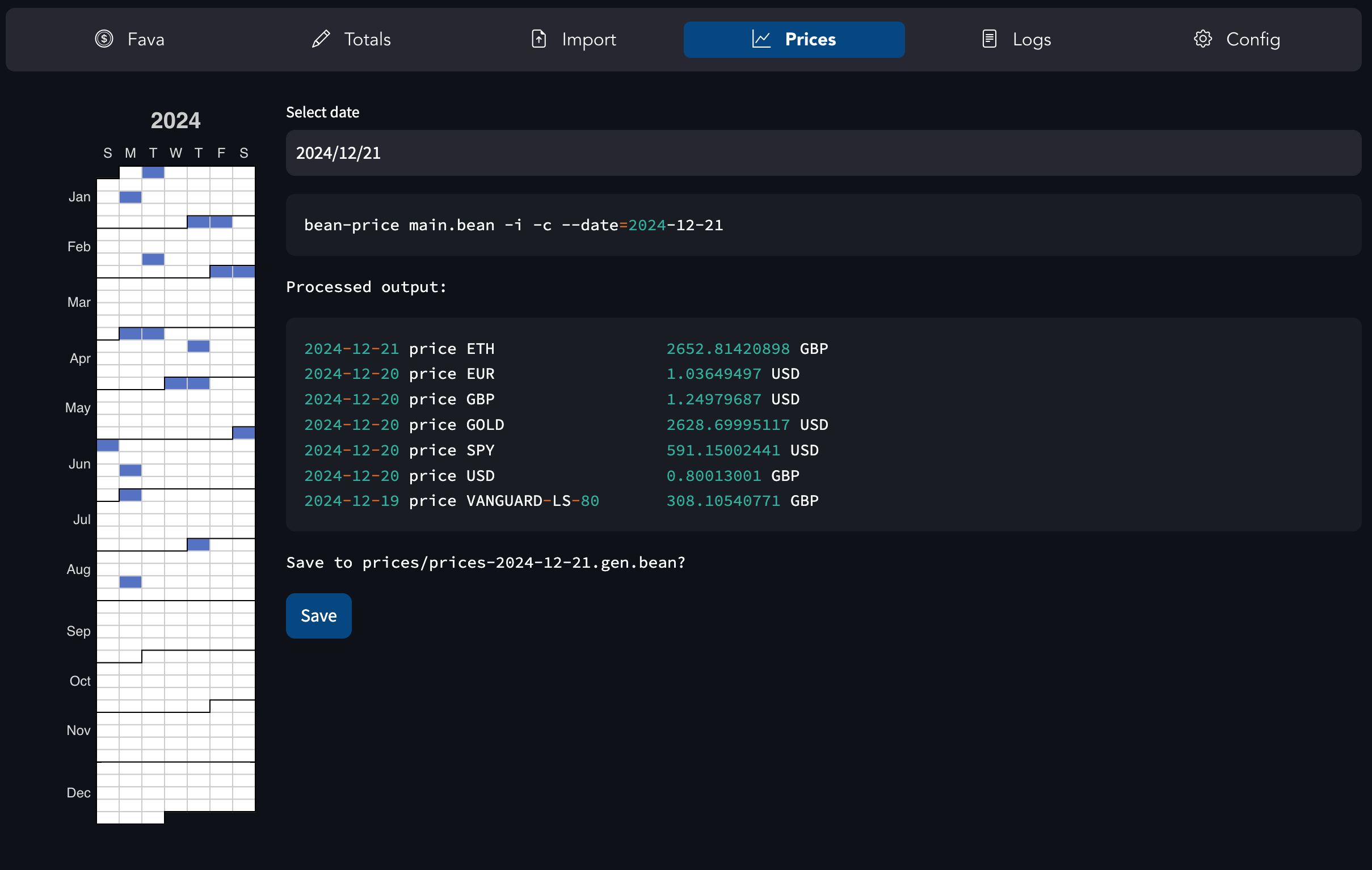 Commodities config